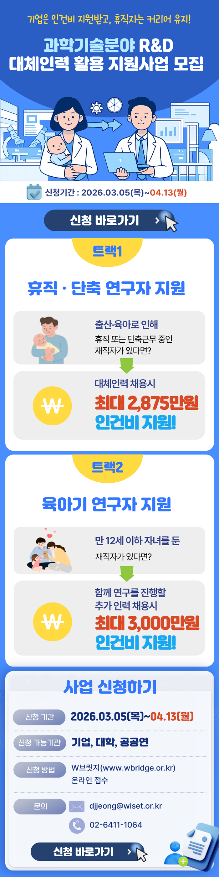 2026년 과학기술분야 R&D 대체인력활용지원사업 모집 공고